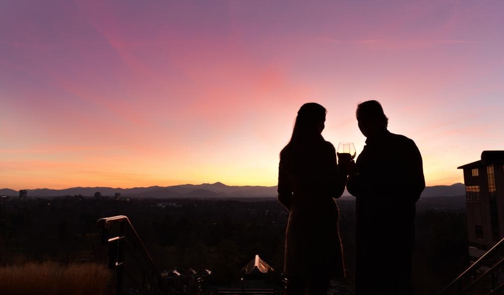 Couple at Sunset Terrace at the Omni Grove Park Inn Couple at Sunset Terrace at the Omni Grove Park Inn