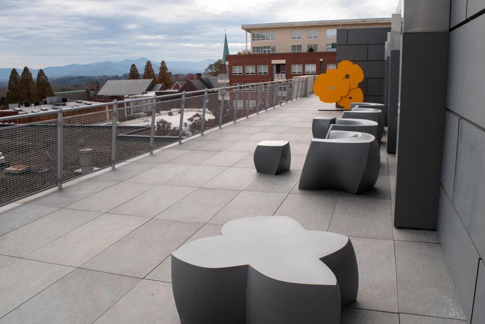 The rooftop terrace at the Asheville Art Museum The rooftop terrace at the Asheville Art Museum