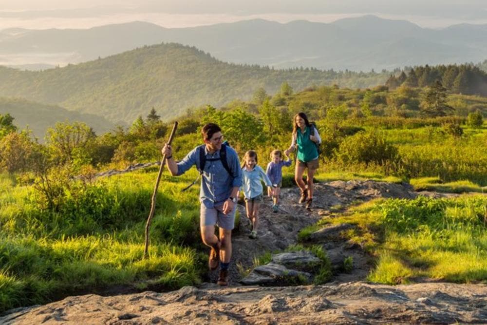 Family hiking Black Balsam by Jared Kay