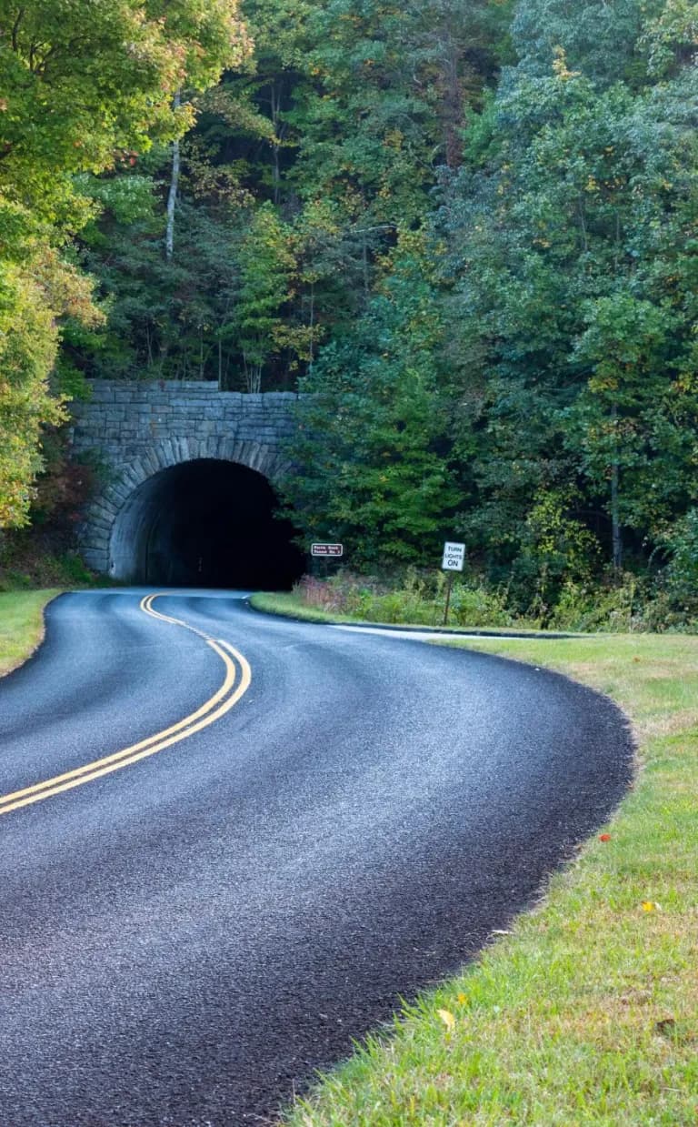 The Beginning of the Blue Ridge Parkway Tunnel on Blue Ridge Parkway by Jason Tarr