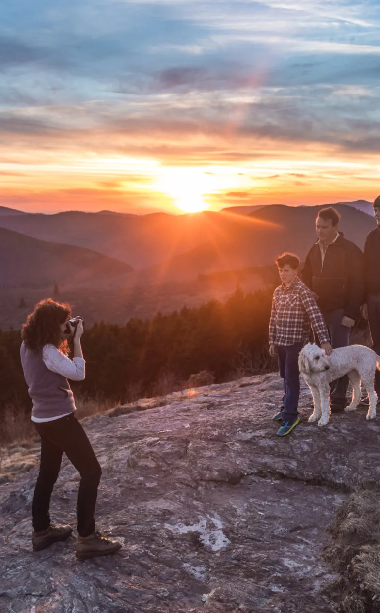 Asheville Date Night Itinerary: Family-Friendly  Family hiking with mountain views